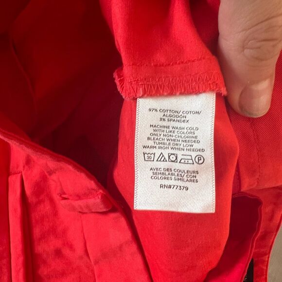 Ann Taylor Red Cotton Cropped Summer Dress Pants Size 16 - Picture 10 of 12